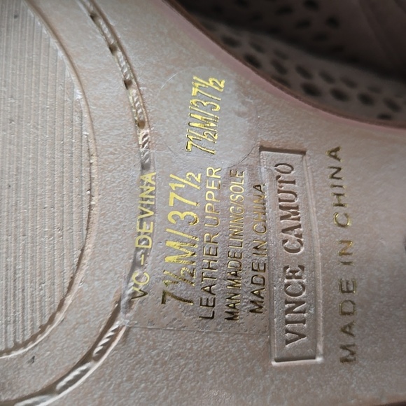 Vince Camuto DEVINA Tan Mules with Chunky Wooden Heel Size 7.5 Summer Shoes - Picture 8 of 10